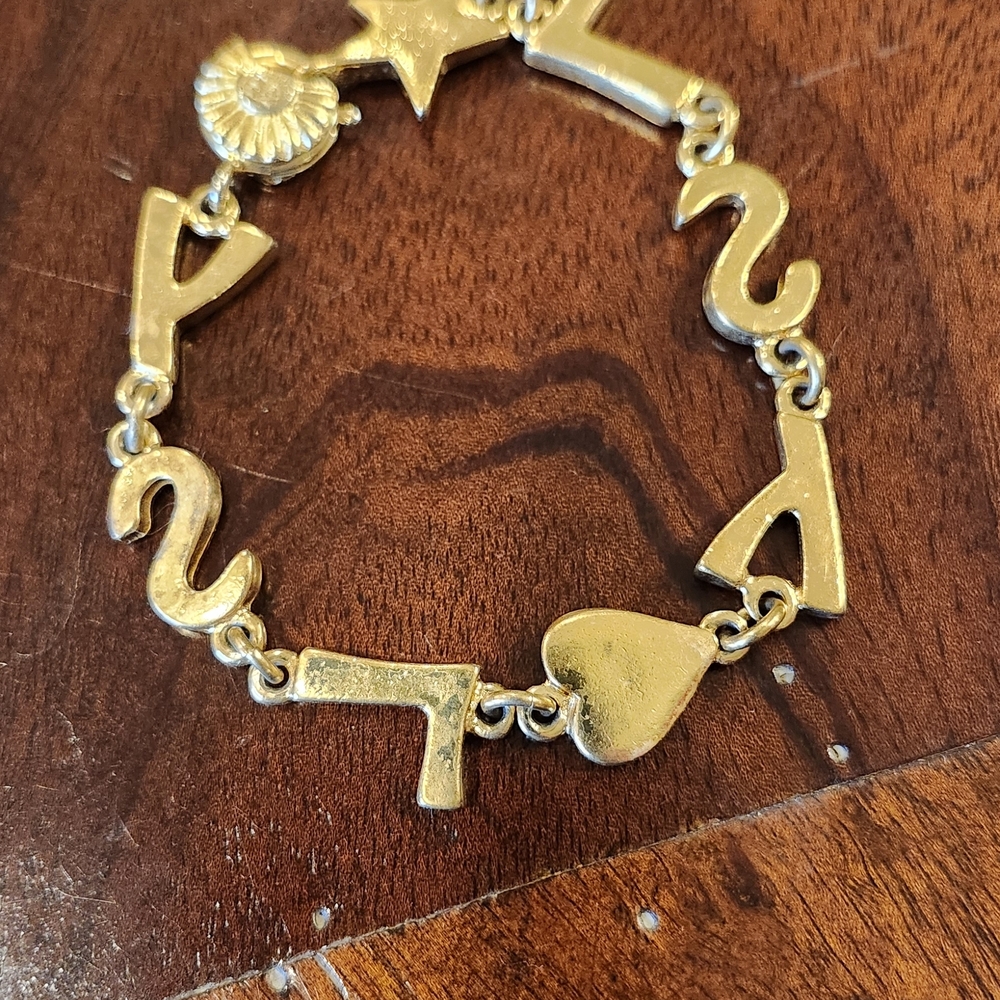 YSL Yves Saint Laurent Gold Letter and Charm Bracelet - Women Jewelry